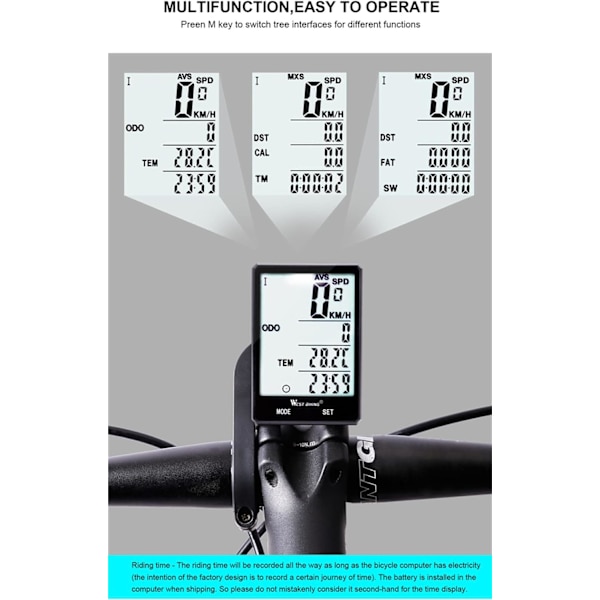 Cykelcomputer, trådløs cykel speedometer vandtæt cykel Od, ZQKLA