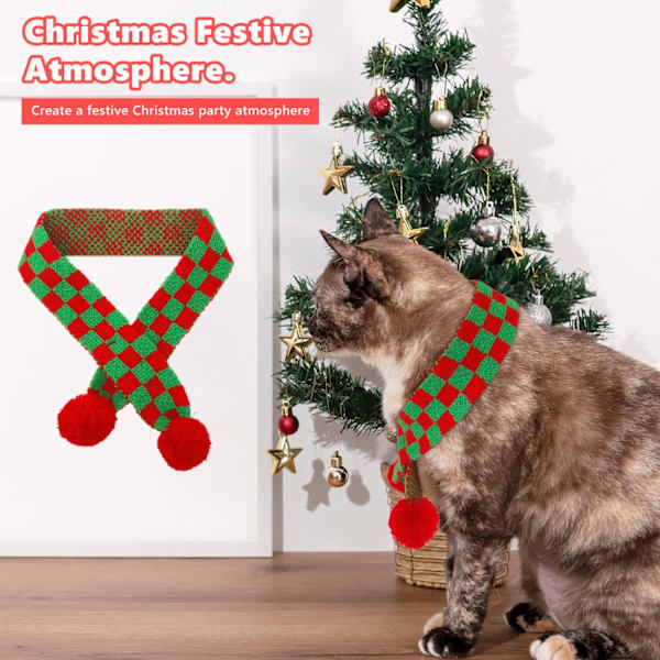 Juleshalstørklæde til Hunde og Katte, Strikket Vinterhalstørklæde til Kæledyr, Vint