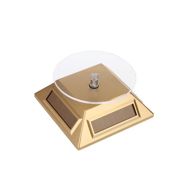 (Guld) Sort Batteridrevet/Solcelledrevet Roterende Stand fo,ZQKLA