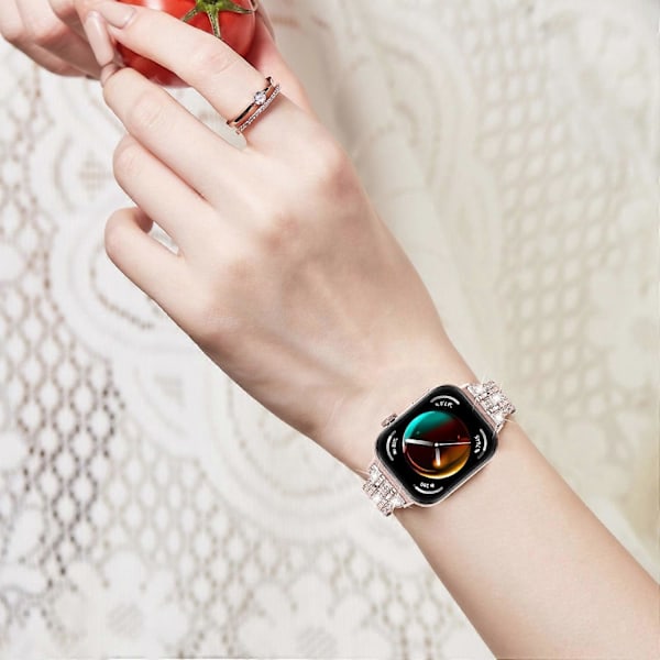 Typ B Metallarmband med Strassblommor för Huawei Watch Fit 3 Style B