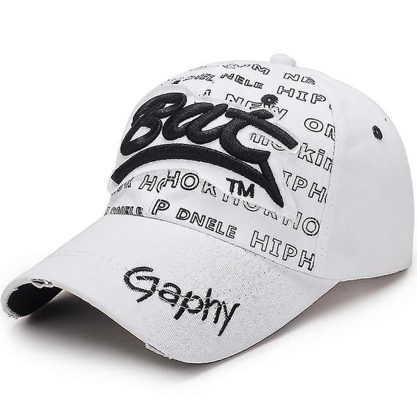 Herr Bat Gaphy Strapback Baseballkeps Snapback Justerbar Solhatt Hip Hop Kepsar, Vit