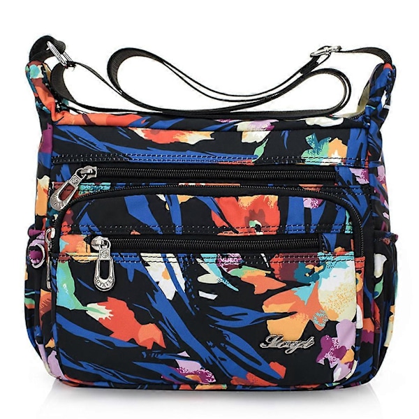 Nylon Blommönstrad Multi-Ficka Crossbody Väska Dam Rese Axelväska Style 3
