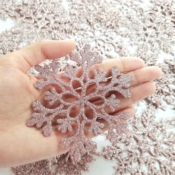 36 stk. Jule Roségull Snøfnuggpynt Plastglitter, ZQKLA