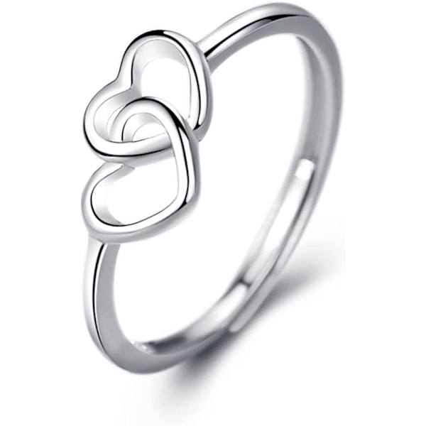 Hopeasormukset naisille, S925 Sterling hopea kaksinkertainen sydän, ZQKLA