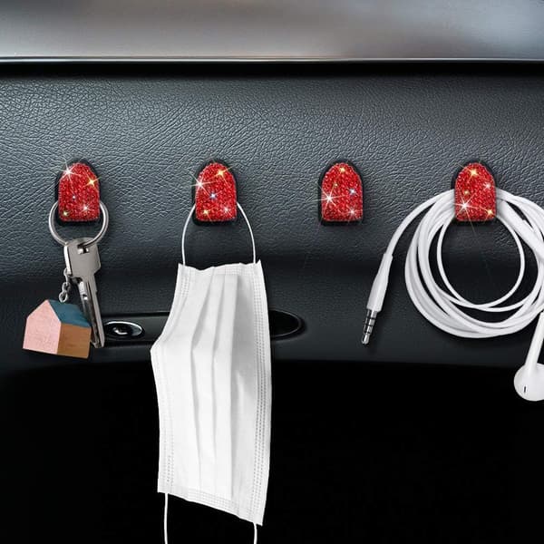4 kpl Bling Kristalliauto Mini Koukku, Monitoiminen Auton Ripustin St
