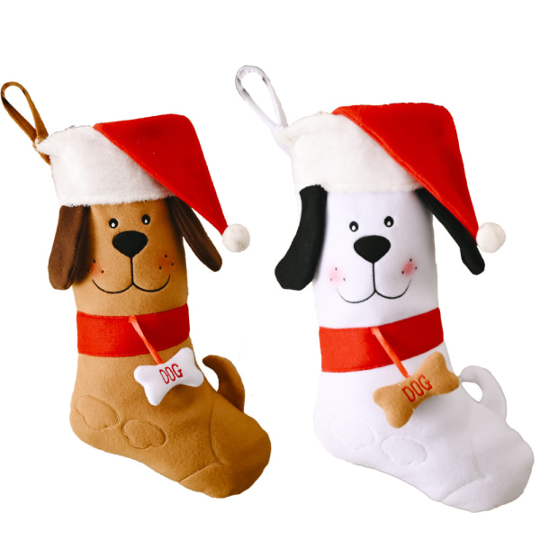 2 Stycken Hund Julstrumpa Broderad Hundmönster Jul, ZQKLA