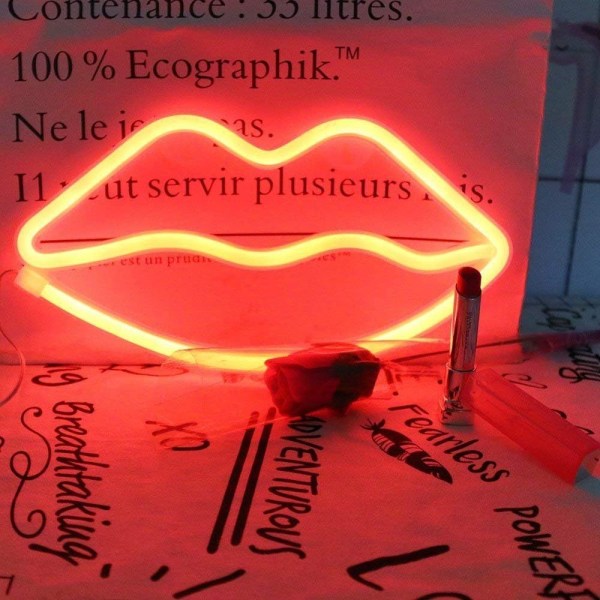 Leppeformede neonskilt LED Romantisk Kunst Dekorativt Neonlys, ZQKLA
