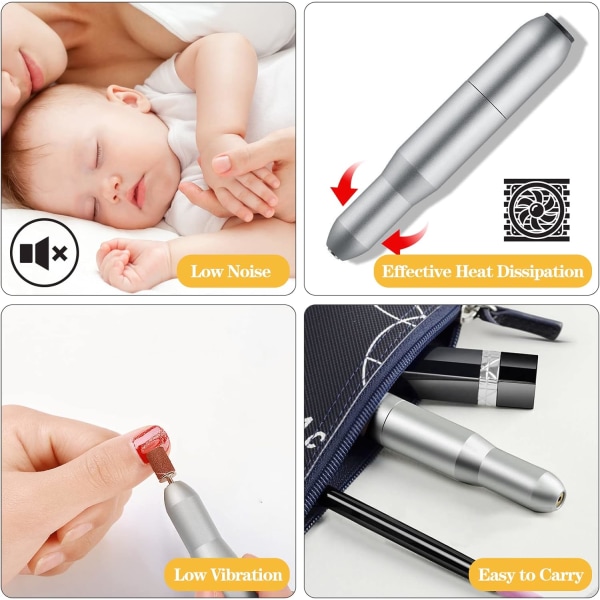 Elektrisk neglefilmaskine, 12 i 1 Bærbar Elektrisk Manicure, ZQKLA