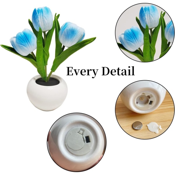 Desk Lamp LED Tulip Lamp Artificial Flower Small Night Light,ZQKLA