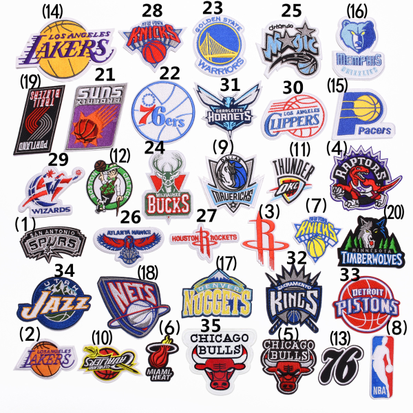 35 stykker av basketball team logo broderi patch datamaskin broderi