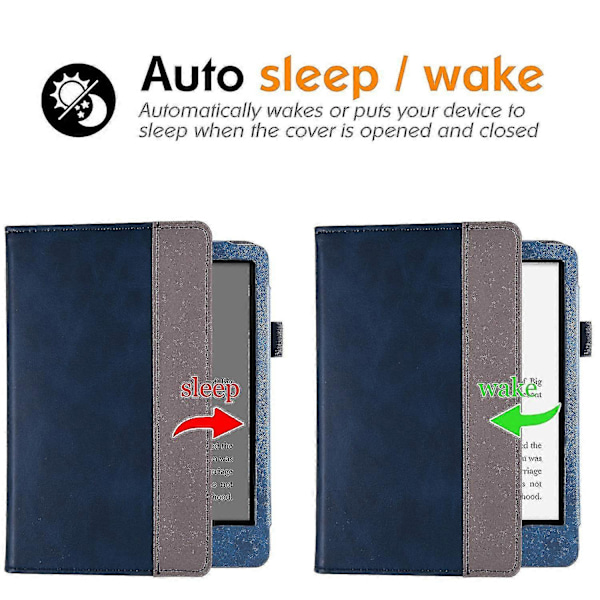 Luova kotelo jalustalla, yhteensopiva 6,8 tuuman Kindle Paperwhite 11. sukupolven 2021 kanssa Blue Gray