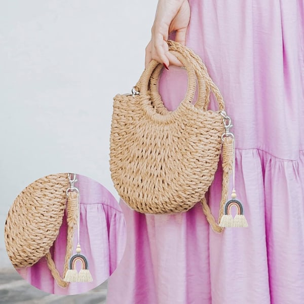 1 st Macrame Regnbåge Bilberlock med Träpärlor för Hemmet, ZQKLA