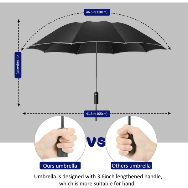 Dewenwilsin tuulenkestävä taitettava sateenvarjo, automaattinen käänteinen sateenvarjo