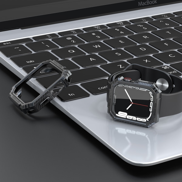 （Musta）Apple Watch -sarjan 7 40 mm hiilikuitu TPU -älykello, ZQKLA