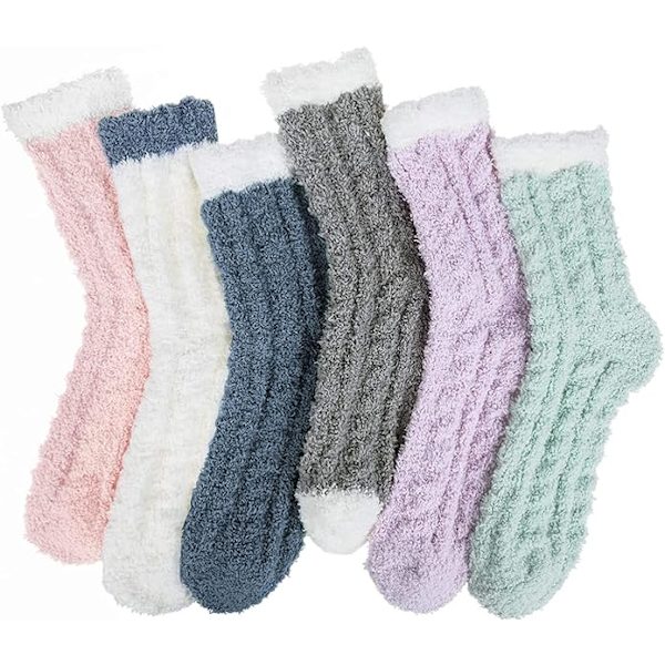 6 Par Fuzzy Strumpor för Kvinnor, Varma Mjuka Fluffiga Strumpor Vinter, ZQKLA