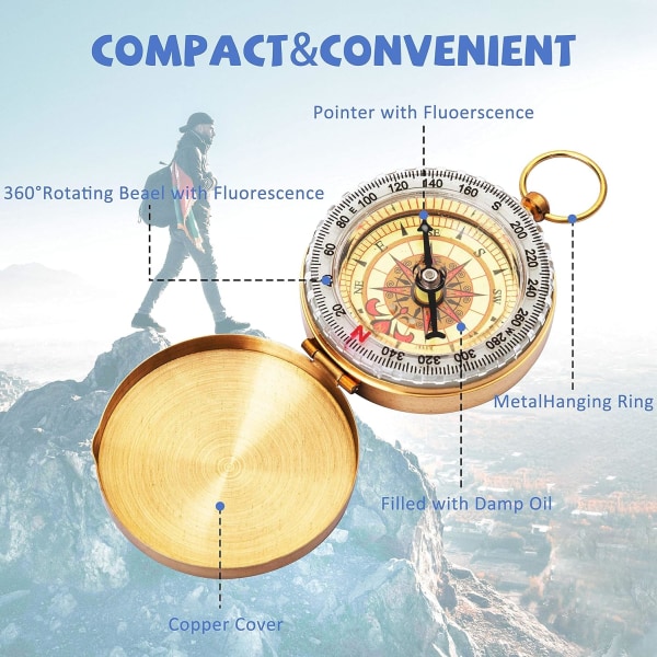 G50F Gold Flip Mässing Kompass, självlysande Premium watch , ZQKLA