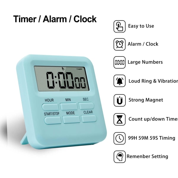 Digital Timer med Klocka/Väckarklocka Funktion, Digital Kök, ZQKLA