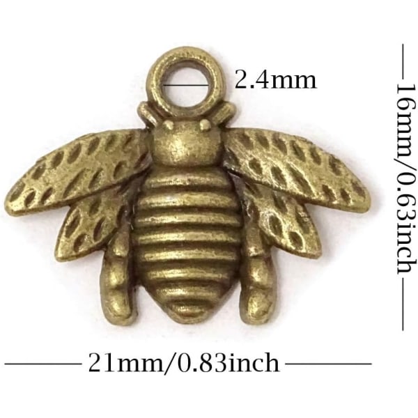 Legering Bi Bi Charm Vedhæng, DIY Smykkefremstillings Tilbehør, 21x16