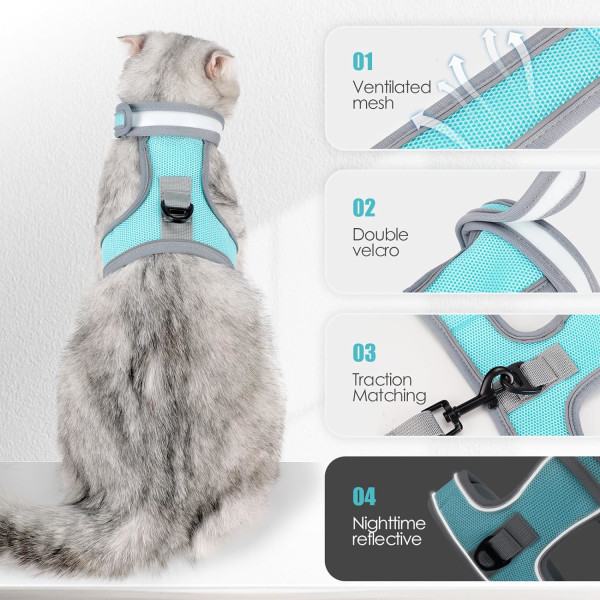 Cat Harness and Leash Escape Proof Adjustable Vest Harnesses for