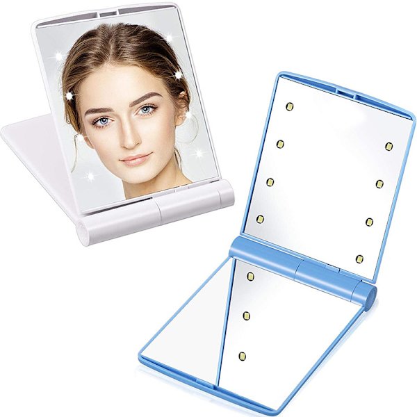 Kosmetisk Spejl Med LED-Lys, Glas Foldbart Makeup Spejl, ZQKLA