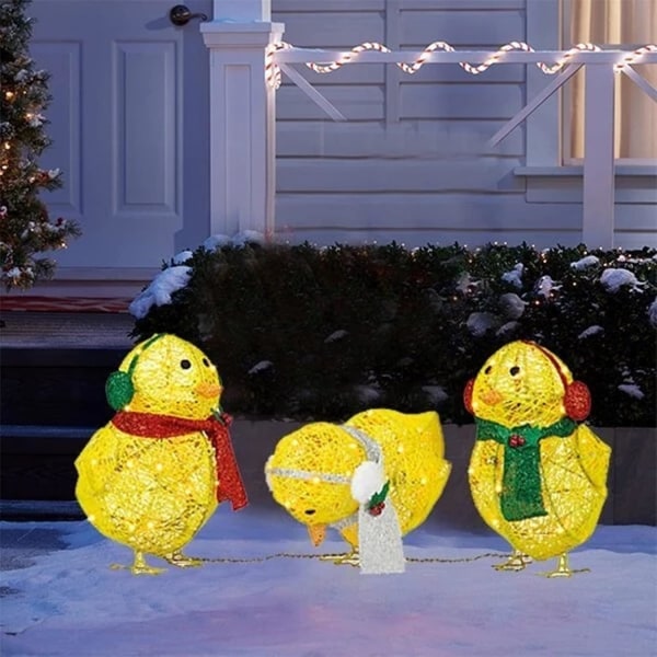 3 kpl Light-up Chick -joulukoristeita Led G:llä, ZQKLA:lla