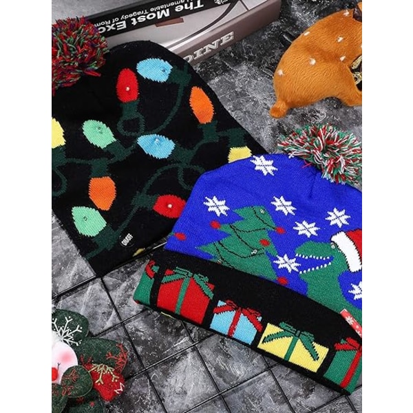 2 delar jul LED Light up Beanie Hattar Ugly Sweater Kni,ZQKLA