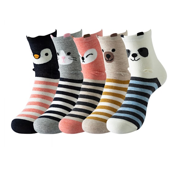 （Stripe）5 par eleganta strumpor för kvinnor, djurstrumpor, kvinnligt co,ZQKLA
