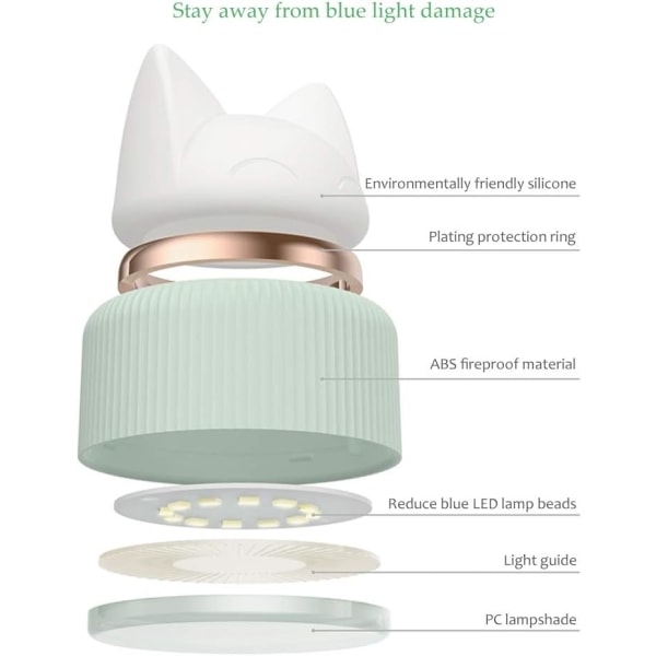 LED Clip-on-lampa, USB laddning tecknad kattlampa, Eye-Protec, ZQKLA