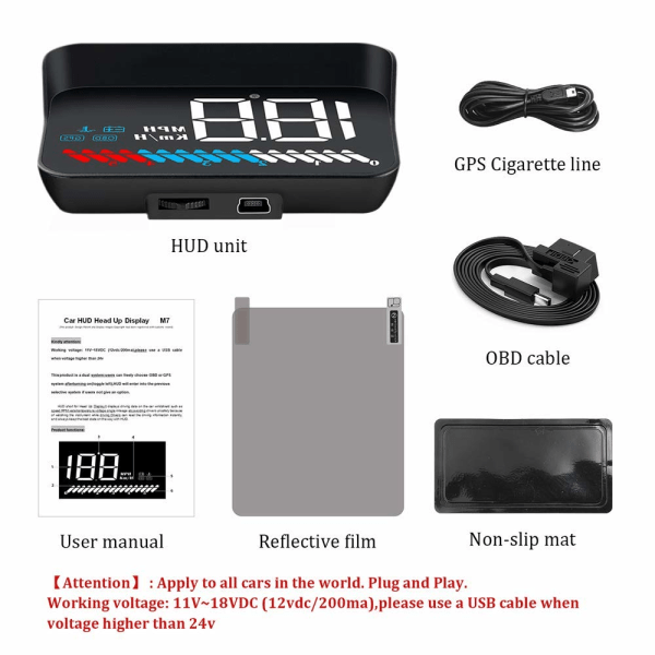 Bil HUD Head Up Display OBD2 & HUD GPS Display, 3.5 Tum Hea,ZQKLA