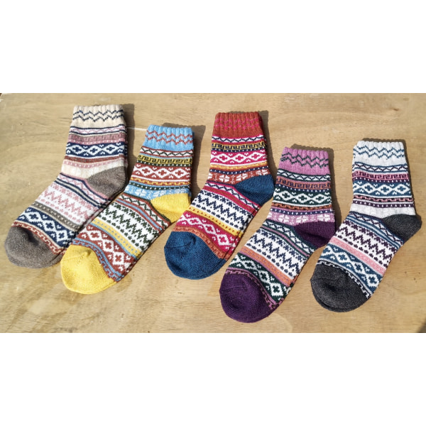 5 Par Ullstrumpor Dam Knit Varma Casual Ull Crew Vinter, ZQKLA