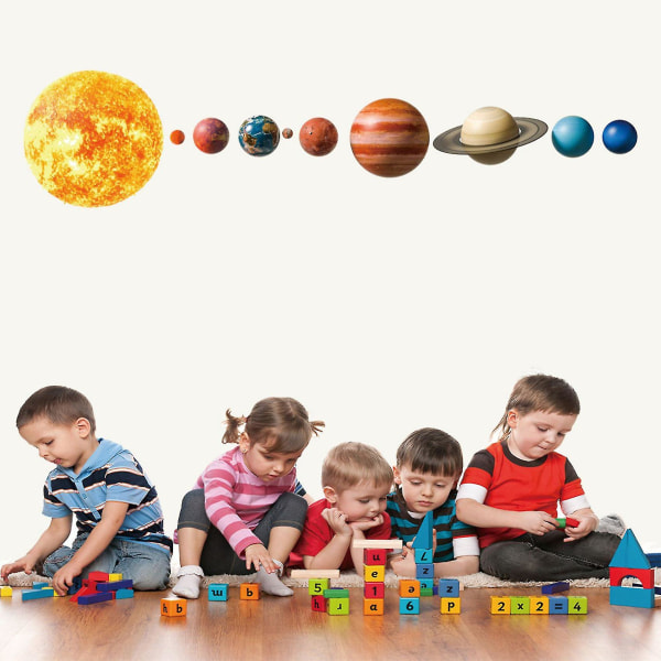Solar System Planet Väggdekaler Akvarell Nursery Väggdekaler