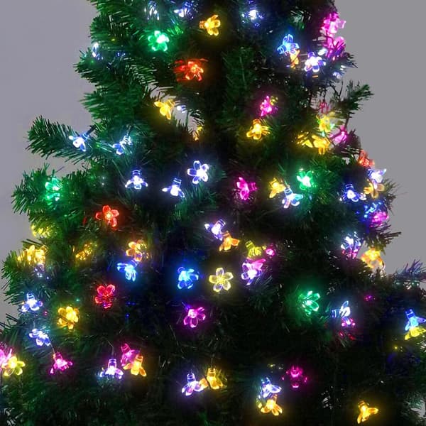 Solcelle Lys Kæde Kirsebærblomst Fe 50LED 8 Modes Vandtæt, ZQKLA