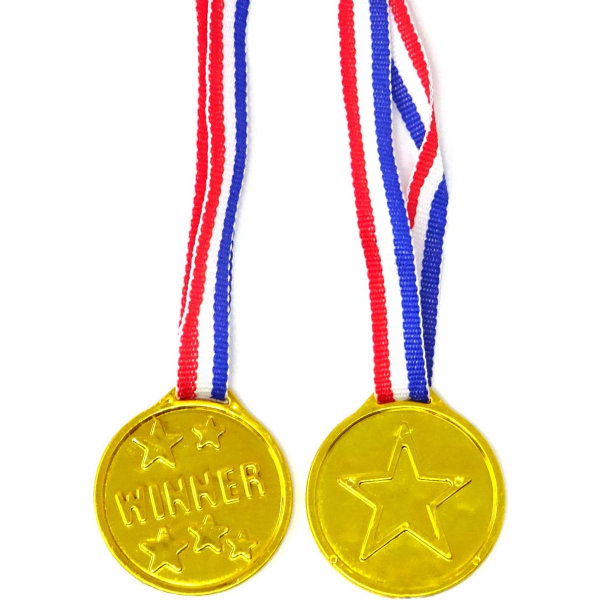 24PCS Gold Plastic Winner Award Medaljer för fester, spel, sport