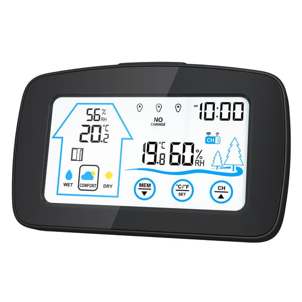 (Sort) Vejrstation Stor LCD Digital Termometer Hygrometer, ZQKLA