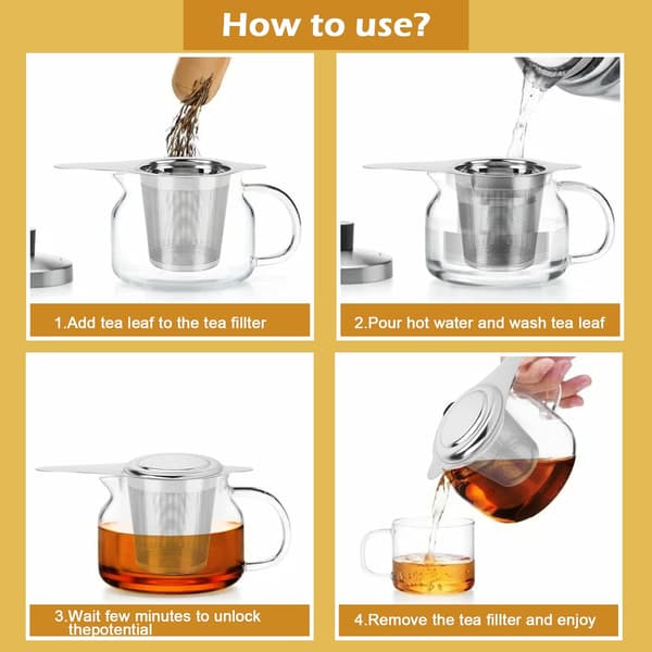 2 stk. Teinfuser i rustfritt stål, te-filter med håndtak og lokk