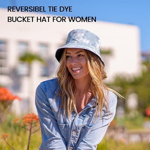 Tie Dye Bucket Hat Dame Reversibel Udendørs Strand Solhat, Let