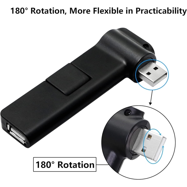 180° Rotations USB 2.0 Hub-utbyggnad, USB 4-portshub, Kan Rotera