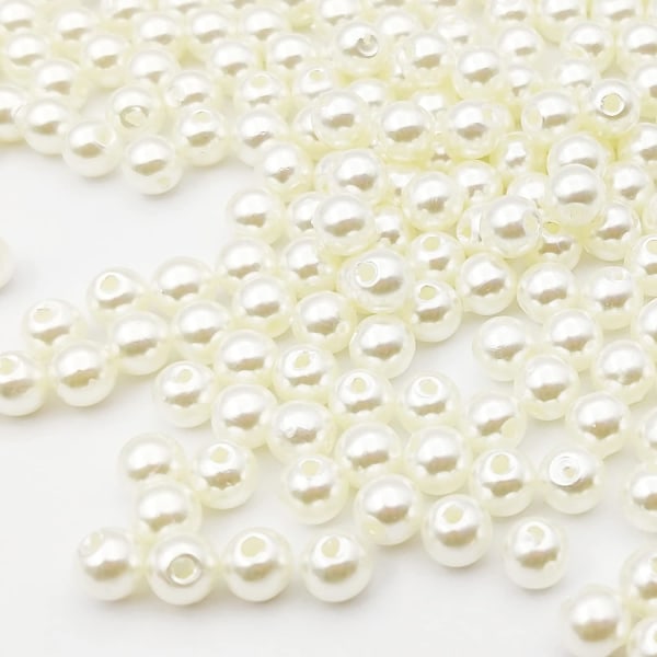Vita pärlor, 1500 stycken, dekorativa pärlor 6 mm, pärlor för gör-det-själv-bh