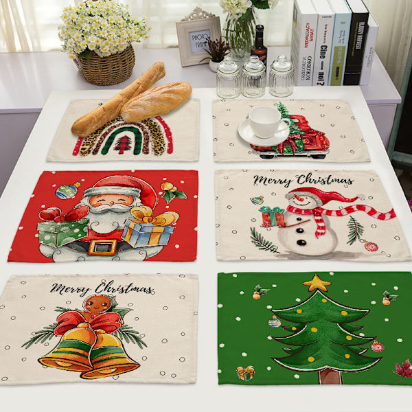 Jultomte Snögubbe Julbordsplaceringsunderlägg för Matbord - 12, ZQKLA