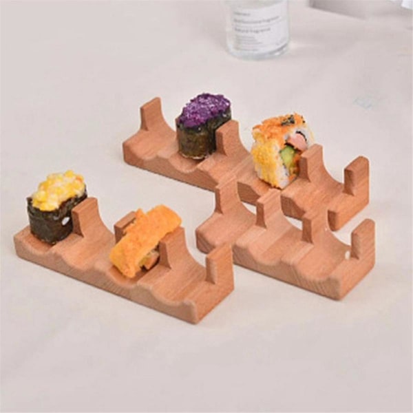 Træ Sushi Tacos Holder Taco Stativ Serveringsstativ Divider Taco Stativ Bakke Plader til Hjem Restaurant Spisning Fest C