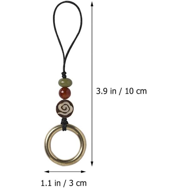 Telefonband med mässingsring, telefonhänge, vintage handledsband