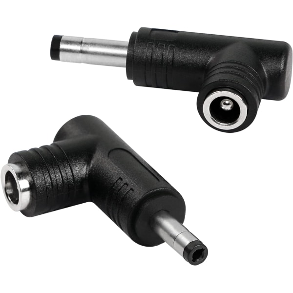 2 st DC-strömadapter, 90 graders vinkel DC-adapter 4,0 mm x 1,7 mm hane