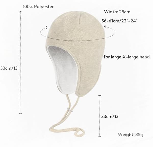 Fleece Stickad Vintermössa med Öronlappar Vinter Skidmössa med Öronskydd Vikbar Termisk Mössa Kallt Väder Skull Cap för Utomhusbruk White