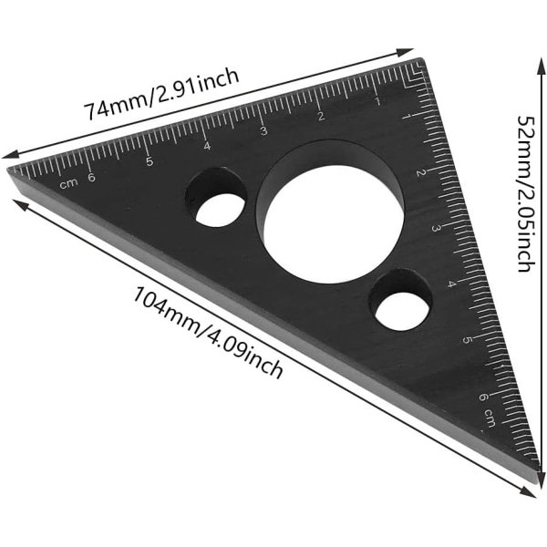 Carpenter trekant lineal, aluminiumslegering vinkel lineal, træ, ZQKLA
