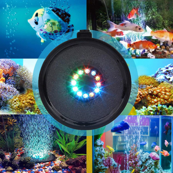 Aquarium Bubble LED-lampor, Fjärrstyrd Air Stone Disk, ZQKLA
