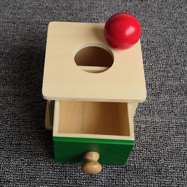 1 stk. Montessori Objekt Permanens Boks med Bold til Børn Uddannelse