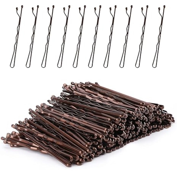 300Count Brown Hair Pins Hårnåle med æske til kvinder Lady Gi,ZQKLA