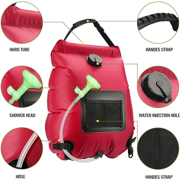 Dewenwils Solardusjpose for Camping, 20L Solardusjsekk