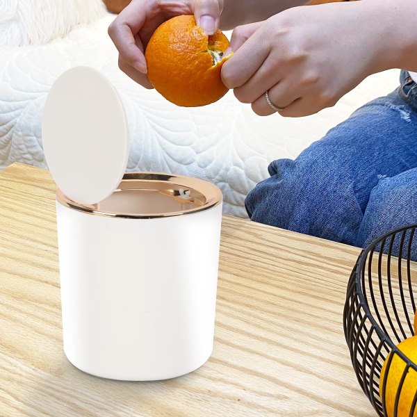 Liten Bordskorg med Lock, 2,6L Mini Plast Soptunna, ZQKLA
