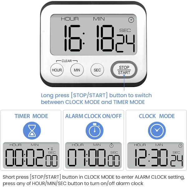 Køkken Timer, Multifunktionel Alarmur, Koge Timer wi,ZQKLA